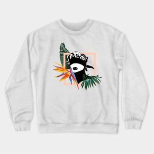 Abstract Woman with Tropical Flowers Crewneck Sweatshirt